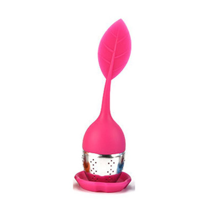 1db Aranyos tea 7 színű édes levelű szilikon tea infuser Újrafelhasználható szűrő csepptálca Újdonság teagolyó gyógynövényes fűszerszűrő teaeszközök