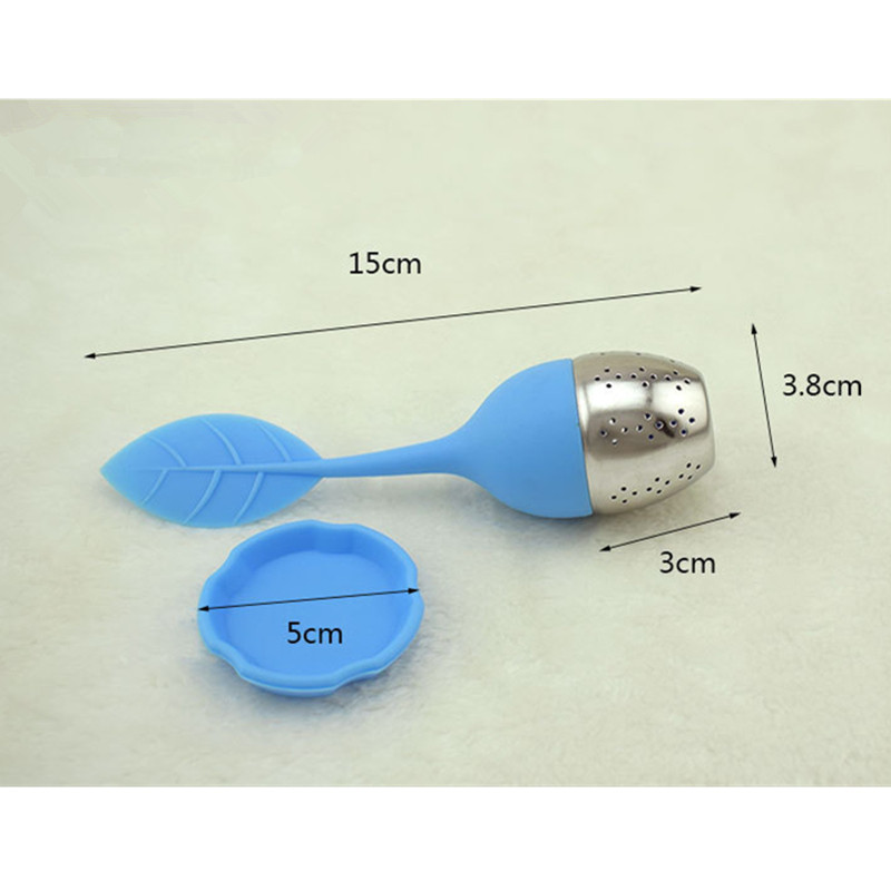 1db Aranyos tea 7 színű édes levelű szilikon tea infuser Újrafelhasználható szűrő csepptálca Újdonság teagolyó gyógynövényes fűszerszűrő teaeszközök