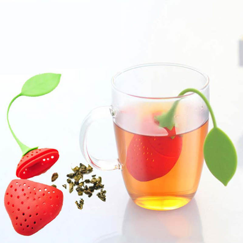 1db Aranyos tea 7 színű édes levelű szilikon tea infuser Újrafelhasználható szűrő csepptálca Újdonság teagolyó gyógynövényes fűszerszűrő teaeszközök