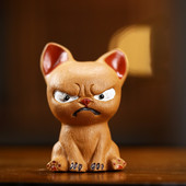 Ķīniešu modes preču purpursarkanā māla tēja mājdzīvnieku buldogu tēja figūriņu rotājumi ar rokām darināti amatniecības izstrādājumi tējas servīzes dekorēšanai