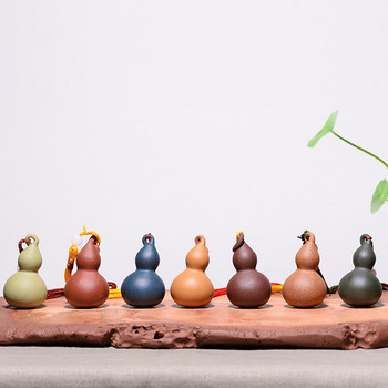 Традиционен Yixing Purple Clay Tea Pet Desktop Gourd Model Благоприятни орнаменти Ръчно изработена скулптура Чаена фигурка Art Decoration