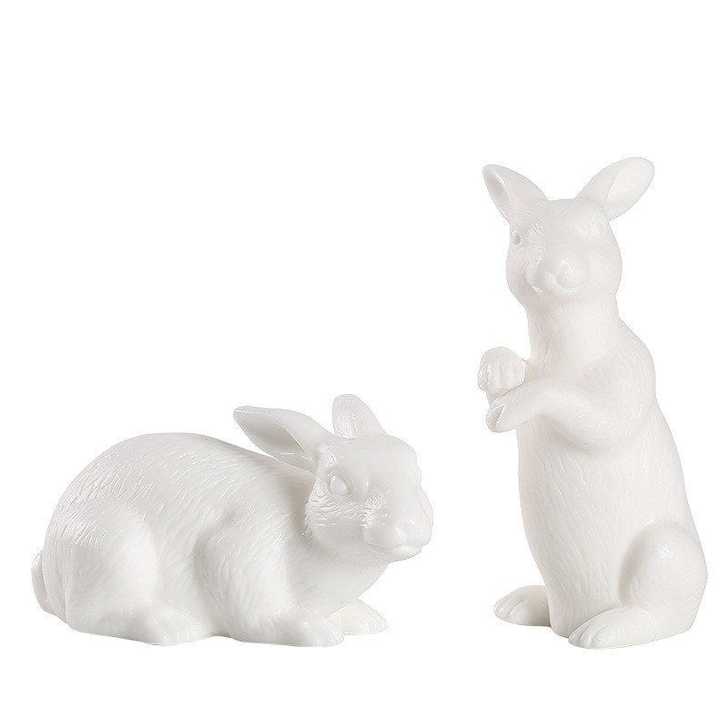 Rankų darbo balto porceliano katės papuošimas gimtadienio dovana triušiui žaislas Kung Fu arbatos rinkinio ceremonija arbatos papuošalas figūrėlė zuikis arbatos gyvūnėlis