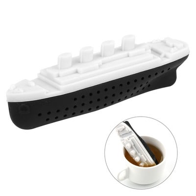 Creative Titanic Shape Ship Style Teaszűrő Teaedények Gyógynövényszűrő Diffúzor Tea Infuser Üres Szilikon Teazsákok