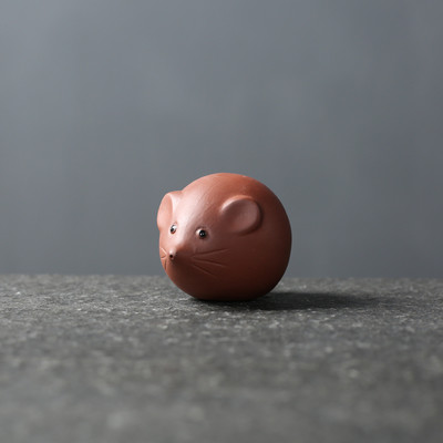 Ceai din argilă mov Animale de companie norocos, statuie de șoarece mic, ornament, sculptură lucrată manual, artizanat, set de ceai pentru acasă, accesorii de decorare