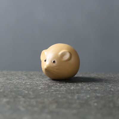 Ceai din argilă mov Animale de companie norocos, statuie de șoarece mic, ornament, sculptură lucrată manual, artizanat, set de ceai pentru acasă, accesorii de decorare