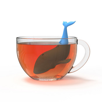 Преносим уред за запарване на чай Cute Whale Силиконова топлоустойчива цедка за чай с падаща тава Нова топка Филтър за билкови подправки Инструменти за чай