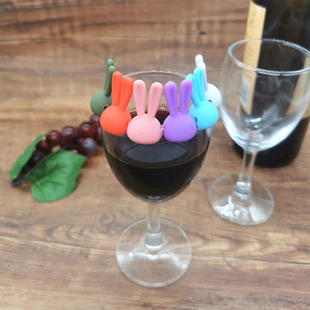 Μαρκαδόρος 6/8 τεμ. Creative 3D Rabbit Ears Silicone Drink Charms Wine Identifier for Champagne Cocktails