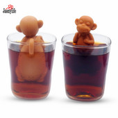 Karikatūra Silikona pērtiķa tējas iesmidzinātājs Tējas filtra difuzors Atkārtoti lietojams tējas sietiņš Garšvielu vaļēju tējas lapu augu rīks Tējkanna tējas maisiņi