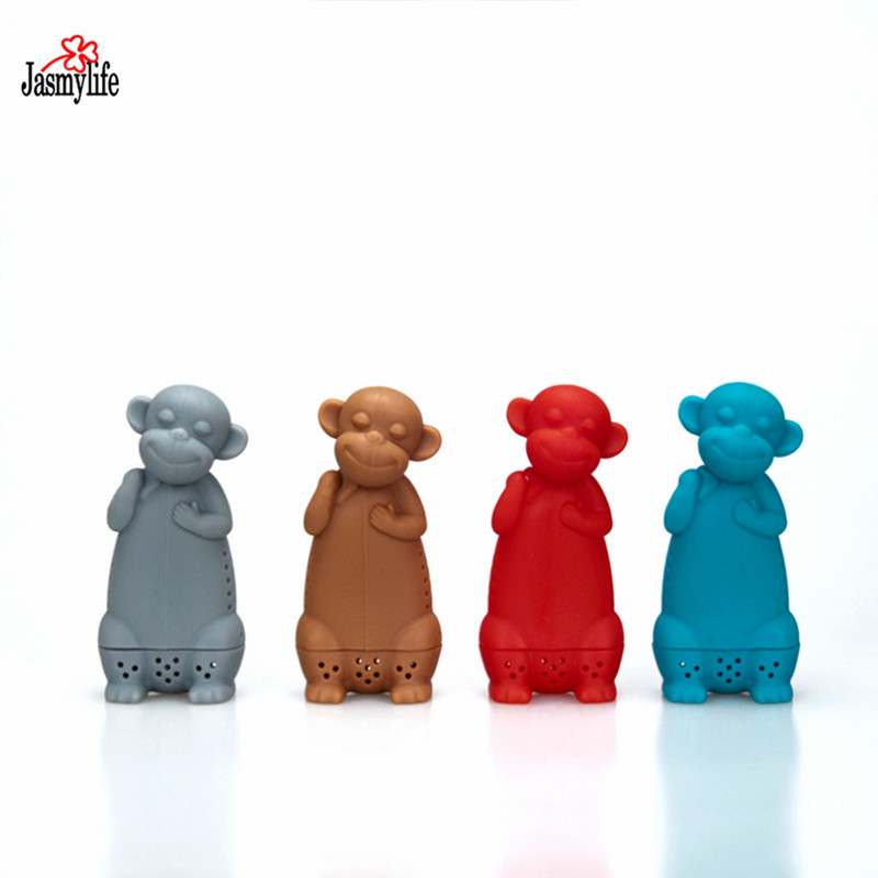 Karikatūra Silikona pērtiķa tējas iesmidzinātājs Tējas filtra difuzors Atkārtoti lietojams tējas sietiņš Garšvielu vaļēju tējas lapu augu rīks Tējkanna tējas maisiņi