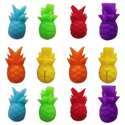 24gab/12gab.Ananāsa formas vīna glāzes marķieri Silikona vīna identifikators dzeramā kausa zīme (6 krāsas)