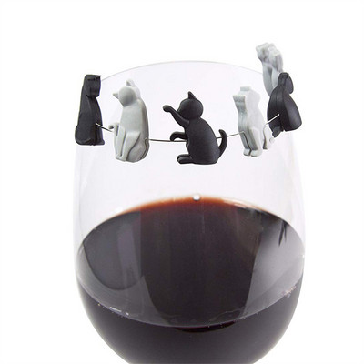 Kitten Wine Glass Markers Meow Wine Glass Markers Kitten Wine Glass Identifier Tea Bag Hanging