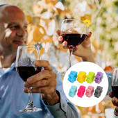 Winecharmsparty Markere Pahare Etichete de identificare a băuturii Marker pentru pahare Autocolante pentru băuturi Decorații Accesorii pentru băuturi Stem Buddies