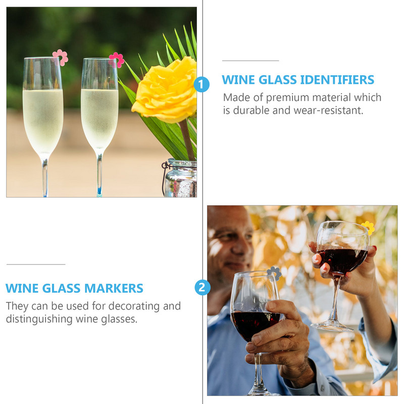 Winecharmsparty Markere Pahare Etichete de identificare a băuturii Marker pentru pahare Autocolante pentru băuturi Decorații Accesorii pentru băuturi Stem Buddies