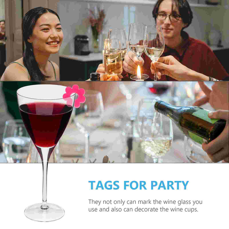 Winecharmsparty Markere Pahare Etichete de identificare a băuturii Marker pentru pahare Autocolante pentru băuturi Decorații Accesorii pentru băuturi Stem Buddies