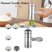 Rankinė makaronų gaminimo mašina, nešiojama makaronų spagečių spaudimo mašina su 5 formomis, buitiniais nerūdijančio plieno, „pasidaryk pats“ makaronų kūrimo įrankiais