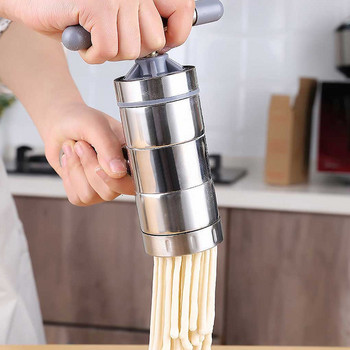 Ръчен уред за приготвяне на юфка Преносима машина за преса за спагети за макаронени изделия с 5 форми Битови инструменти от неръждаема стомана Направи си сам за изработка на юфка