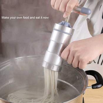 Χειροκίνητη Noodle Maker Φορητή μηχανή Τύπου Ζυμαρικών για Σπαγγέτι με 5 Καλούπια Εργαλεία οικιακής χρήσης από ανοξείδωτο χάλυβα DIY Crafting Noodle
