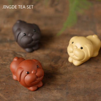 Boutique Purple Clay Tea Pet Χαριτωμένο άγαλμα γουρουνιού Τσάι ειδώλια Στολίδια Χειροποίητα Γλυπτικά Χειροτεχνήματα Σετ τσαγιού Αξεσουάρ διακόσμησης