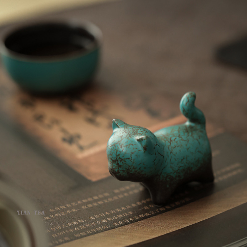 Kézzel készített Kitty Tea Pet Home Decor Kis kerámia kínai Kung Fu teáskészlet Zen Ceremony Tea Dísz Figura Kisállat Macska Tea Pet