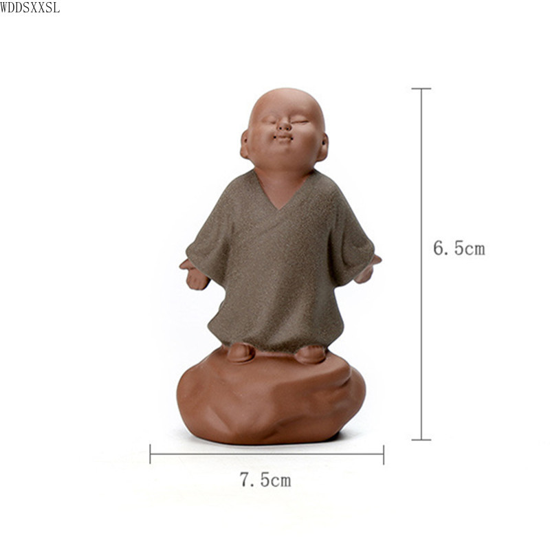 WDDSXXJSL Ķīniešu radošā Zen violeta smilšu keramika Mazā mūku tējas mājdzīvnieku dekorēšana Mājas viesistabas tējas galda dekorēšana