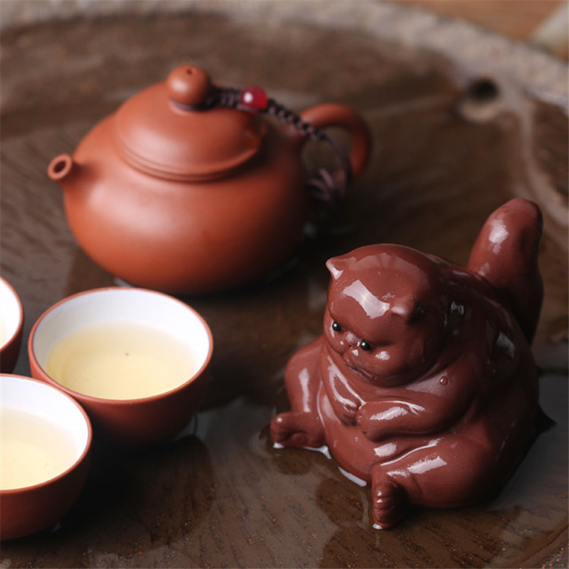 Violetinė molinė katė Keraminės gyvūnų figūrėlės Zisha arbata Naminiai gyvūnai pikti katinai Amatai Buitinė Biuras Arbatos priedai Automobilių dekoravimo žaislas