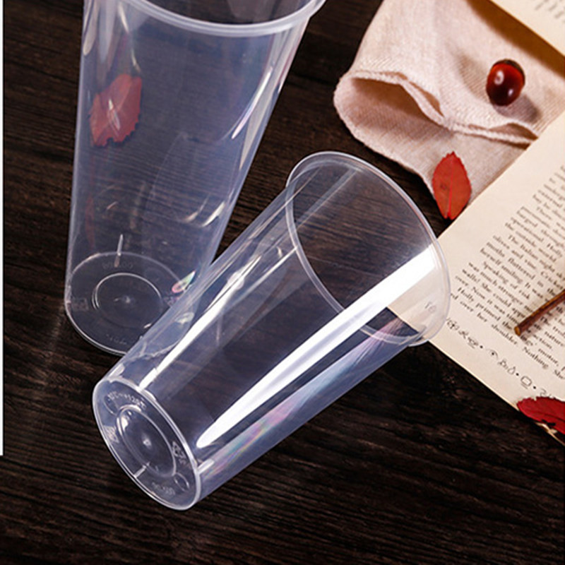 kietas daugkartinis BubbLe arbatos puodelis vienkartinis plastikinis pieno arbatos boba puodelis vakarėliui su vienkartiniu dangteliu ir šiaudų verrinos taurėmis