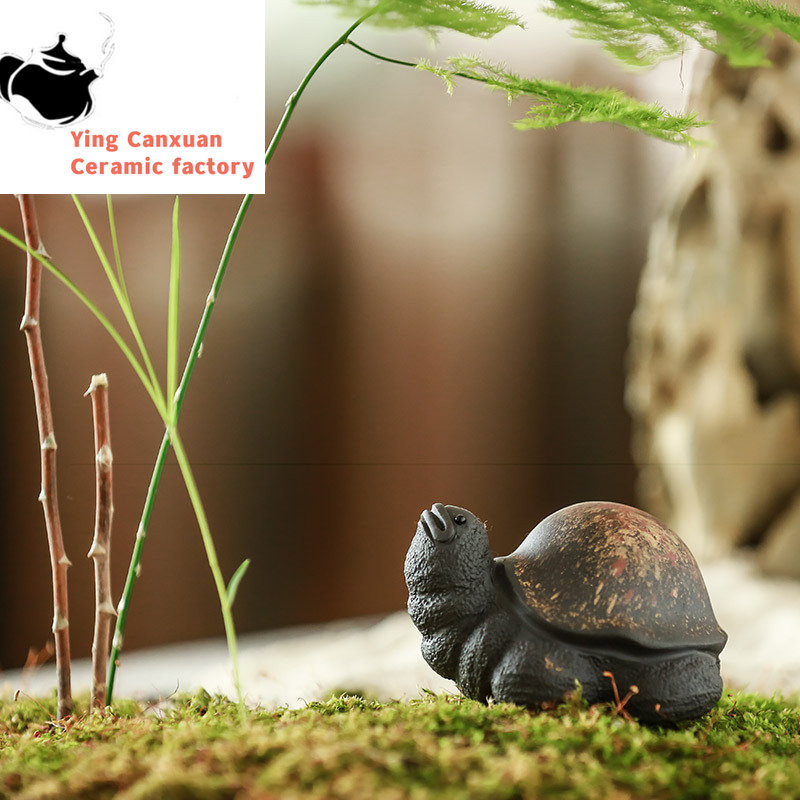 Purple Sand Fine Tea Carve Lucky Decoration Longevity Turtle Tea-Soaked Tea Pet Kung Fu Tea Cover Support Turtle Chinese Yixing