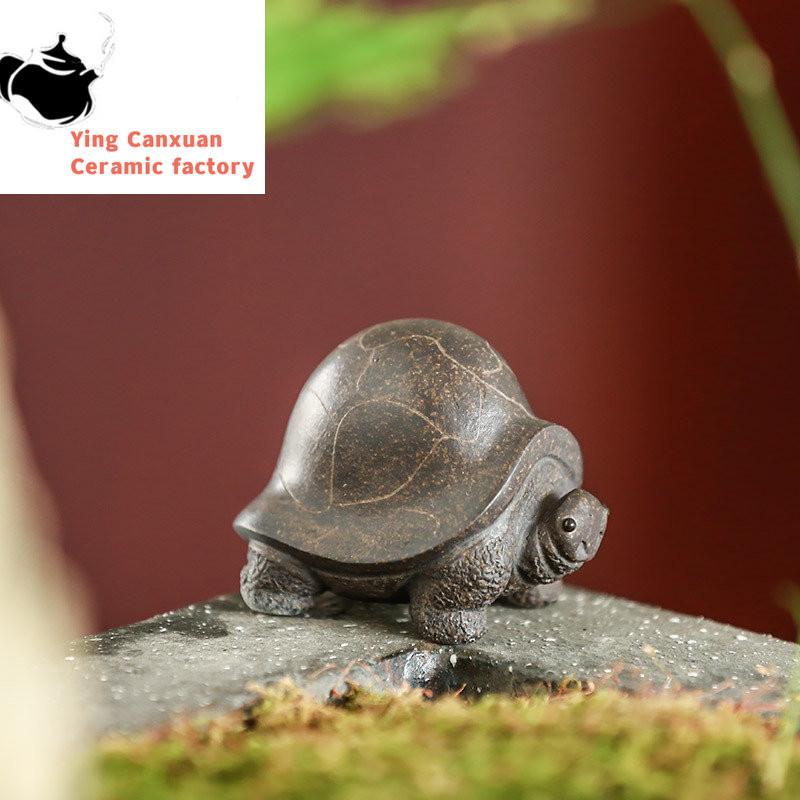 Purple Sand Fine Tea Carve Lucky Decoration Longevity Turtle Tea-Soaked Tea Pet Kung Fu Tea Cover Support Turtle Chinese Yixing