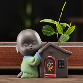 Mazā mūka puķu trauks hidroponiskas tējas mājdzīvnieku rotājumi, smalki produkti var paaugstināt Zen Five Blessing Shami tējas galdiņu Jauki mini vāze