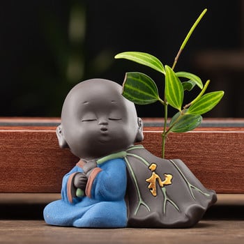 Little Monk Flower Vesel Hydroponic Tea Pet Ornament Fine Products Can Raise Zen Five Blessing Shami Tea Table Lovely Mini Vase