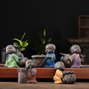 Малък монах съд за цветя Хидропонен чай Орнамент за домашни любимци Изискани продукти могат да повишат Zen Five Blessing Чаена маса Шами Прекрасна мини ваза