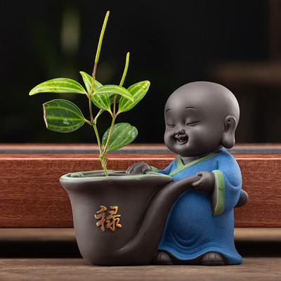 Mazā mūka puķu trauks hidroponiskas tējas mājdzīvnieku rotājumi, smalki produkti var paaugstināt Zen Five Blessing Shami tējas galdiņu Jauki mini vāze