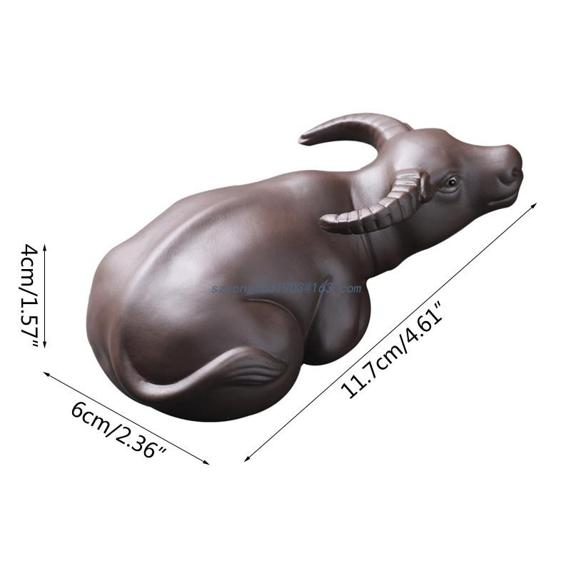 Boutique ar rokām darināta purpura māla tēja mājdzīvnieku rotājumi Lucky Cattle Statue Animal Tea