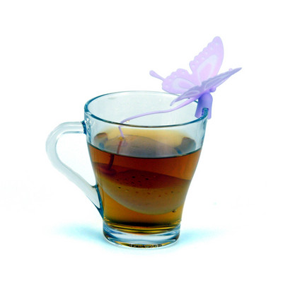 Hot Sale Butterfly teazacskók Szűrők Szilikon Filter Infúziós Szilikon Aranyos teászsákok teához és kávéhoz Italkészletek Ingyenes kiszállítás