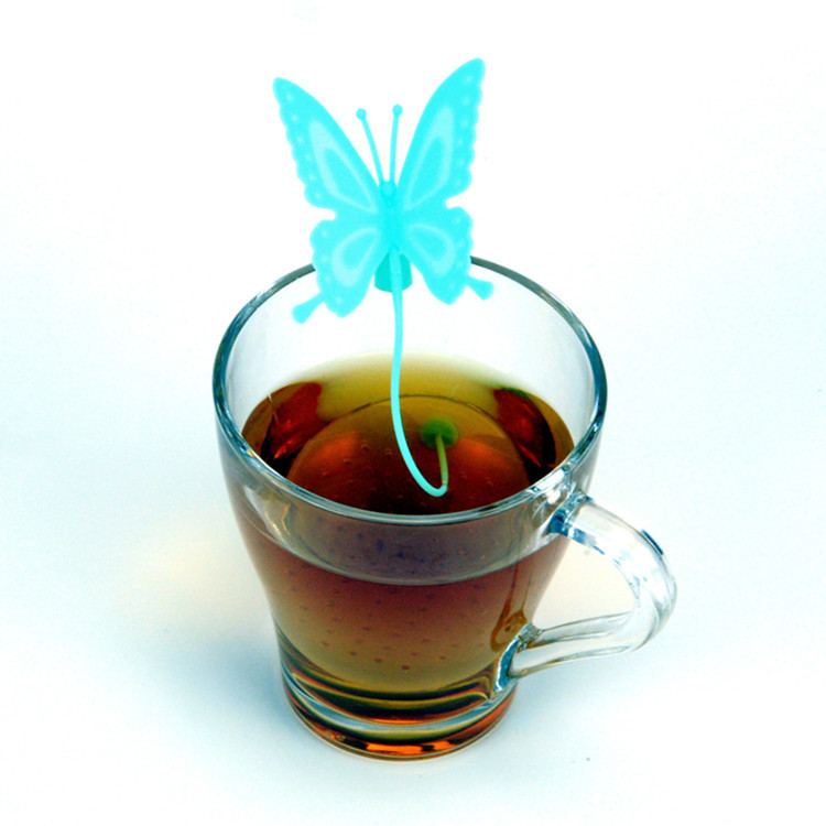 Hot Sale Butterfly teazacskók Szűrők Szilikon Filter Infúziós Szilikon Aranyos teászsákok teához és kávéhoz Italkészletek Ingyenes kiszállítás
