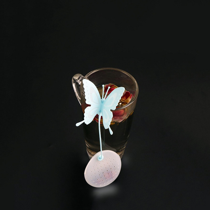 Hot Sale Butterfly teazacskók Szűrők Szilikon Filter Infúziós Szilikon Aranyos teászsákok teához és kávéhoz Italkészletek Ingyenes kiszállítás
