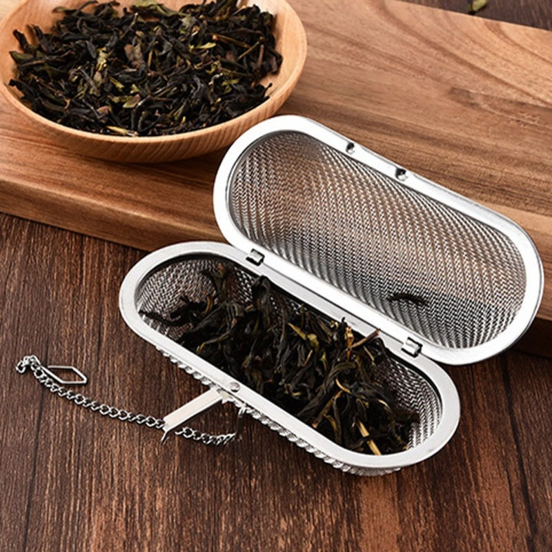 Atkārtoti lietojams tējas infūzijas slēdža bloķēšanas garšvielu tīkls tējas filtra infuzētājs nerūsējošā tērauda garšvielu vaļēju tējas lapu augu rīks virtuves piederumi