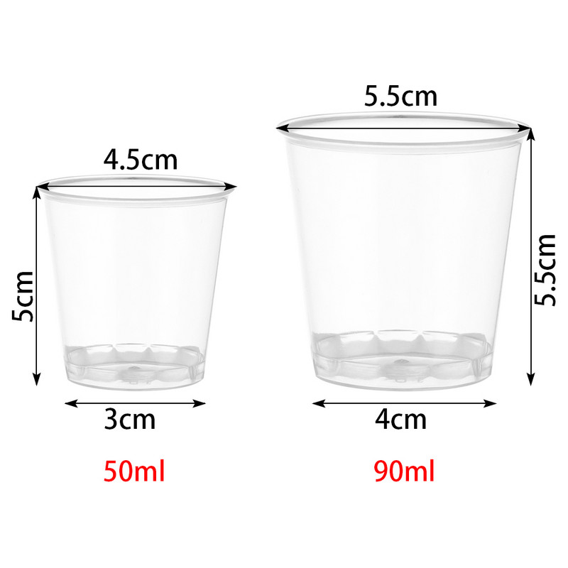 30/50 vnt. Apvalūs daugkartinio naudojimo plastikiniai stikliniai desertiniai puodeliai vienkartiniai stikliniai gėrimai skaidrūs keksiukų pudingo dėžutės, pyragaičiai „pasidaryk pats“