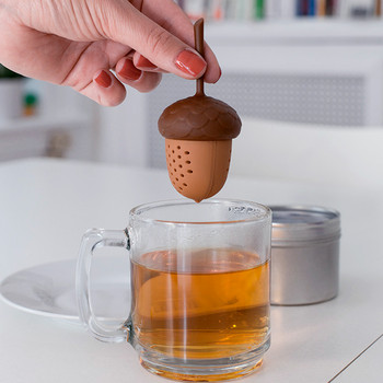 HILIFE Инструменти за чай Инфузер за чай Дифузер за подправки Кухненски аксесоари Джаджи Билков филтър Силиконова торбичка за чай Цедка Форма на жълъд