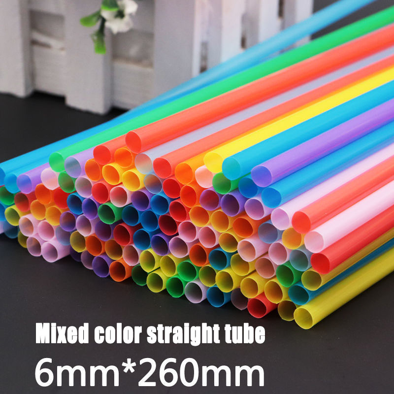 100 vnt. plastikiniai šiaudeliai 260 mm mišri spalva juoda balta ilga lankstūs vestuvių vakarėlio reikmenys plastikiniai šiaudeliai virtuvės priedai