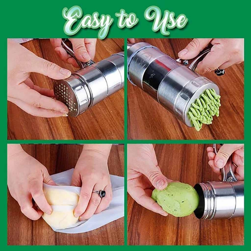 Ръчна машина за юфка от неръждаема стомана Експресна преса Машина за макаронени изделия Crank Cutter Преса за плодове Спагети Кухненска машина Съдове