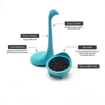 Φίλτρο τσαγιού Water Monster Silicone Tea Maker Nice Lake Water Monster Tea Maker εξοπλισμένο με Long Handle Silicone Soaker Tea Diffuser