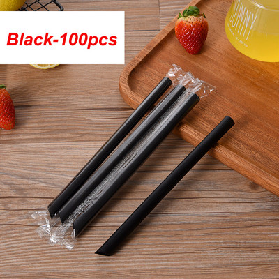 100 vnt vienkartiniai šiaudeliai įvairiaspalviai platūs dideli pieno arbatos pieno kokteiliai plastikiniai gėrimo šiaudeliai vestuvių vakarėlio baro priedams