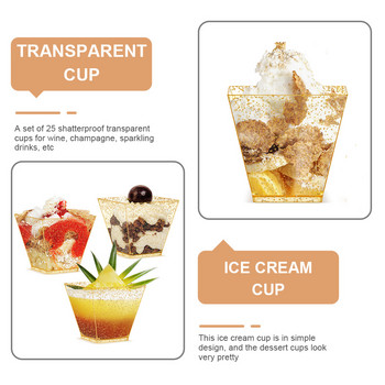 Cups Dessert Mini Pudding Bowls Κύπελλο τετράγωνης κρέμας μιας χρήσης Ice Parfait Clear ορεκτικό Shooter Party Καπάκια Φρούτα Glitter