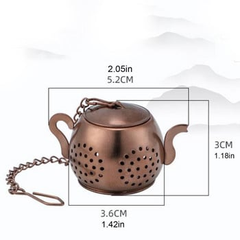 Μεταλλικό σουρωτήρι Teapot Shape Loose Tea Infuser Από ανοξείδωτο ατσάλι Στεγνωτήρας τσαγιού Φύλλο τσαγιού Αλυσίδα Δίσκος σταγόνων Φίλτρο βοτάνων μπαχαρικών