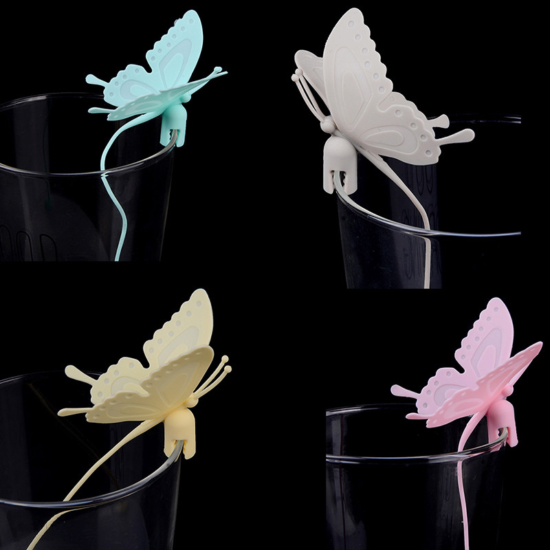 1Gb sietiņi Filtrs Tējas iesmidzinātājs Silica Cute Tējas maisiņi Silikona Butterfly tējas maisiņi tējas un kafijas dzērieniem
