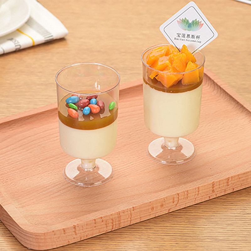 10 vnt. Skaidrūs mini vienkartiniai puodeliai Mousse Cup Pudingo puodelis Želė puodelis Mažas vyno stiklas Aviacijos puodelis Taurės plastikinis puodelis