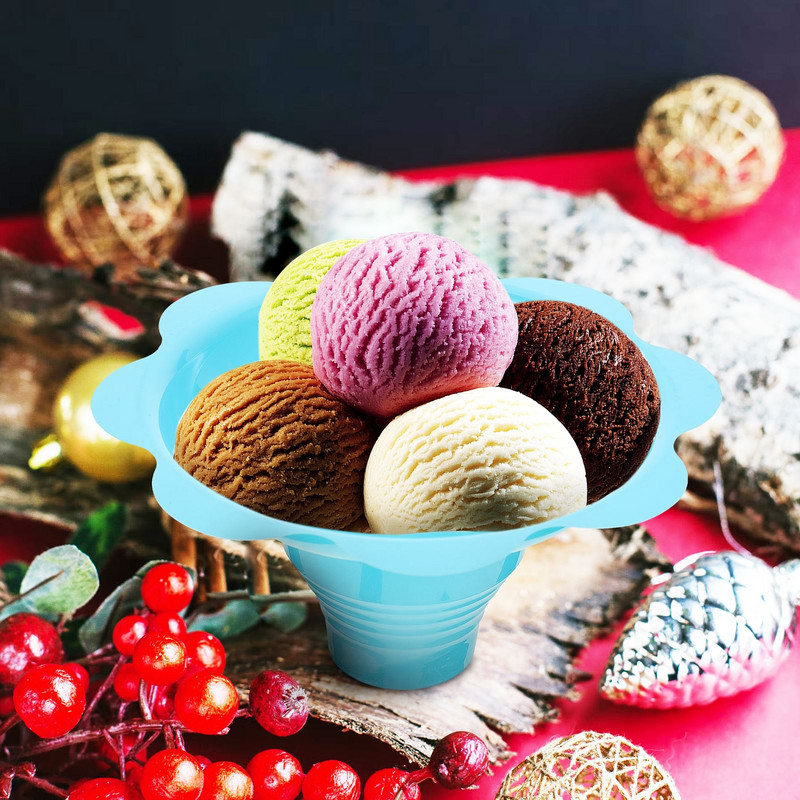 50 vnt Vienkartiniai jogurto puodeliai Sniego kūgio puodeliai ledams Smoothie Ledų puodelis Nuskustas ledinis smėlis Ledo dubuo gėlė sniego ledo puodelis