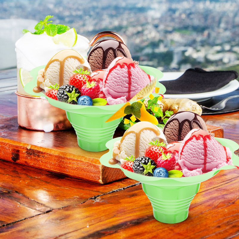 50 vnt Vienkartiniai jogurto puodeliai Sniego kūgio puodeliai ledams Smoothie Ledų puodelis Nuskustas ledinis smėlis Ledo dubuo gėlė sniego ledo puodelis