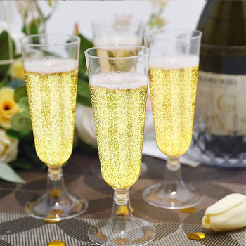 12Pcs 150ml Пластмасови флейти за еднократна употреба Коктейлна чаша за шампанско Прозрачни чаши за вино Парти за рожден ден Сватбен фестивал Чаши за напитки